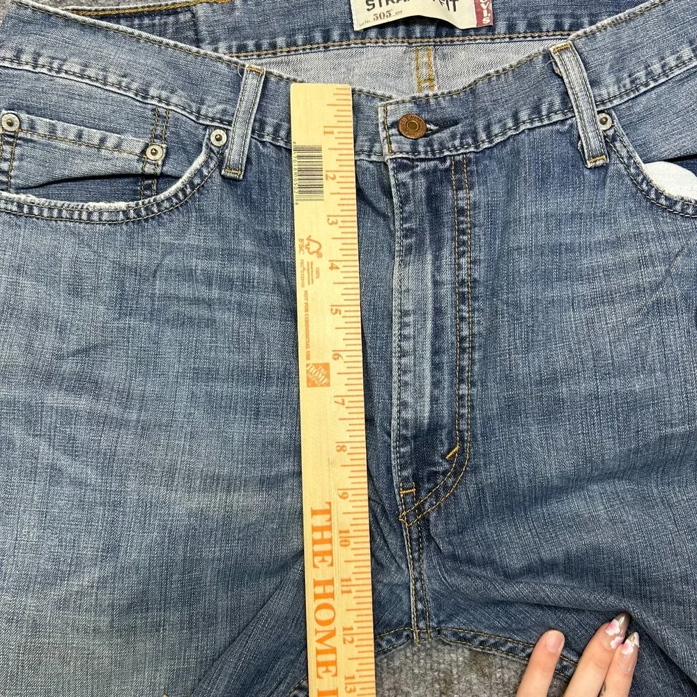 Levi's 505 Straight Fit Jeans Men's Blue Denim Cotton‎ Pockets Zip Fly - 37X31.5